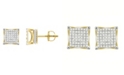 Macy's Men's Diamond (1/4 ct.t.w.) Square Earring Set in 10k Yellow Gold